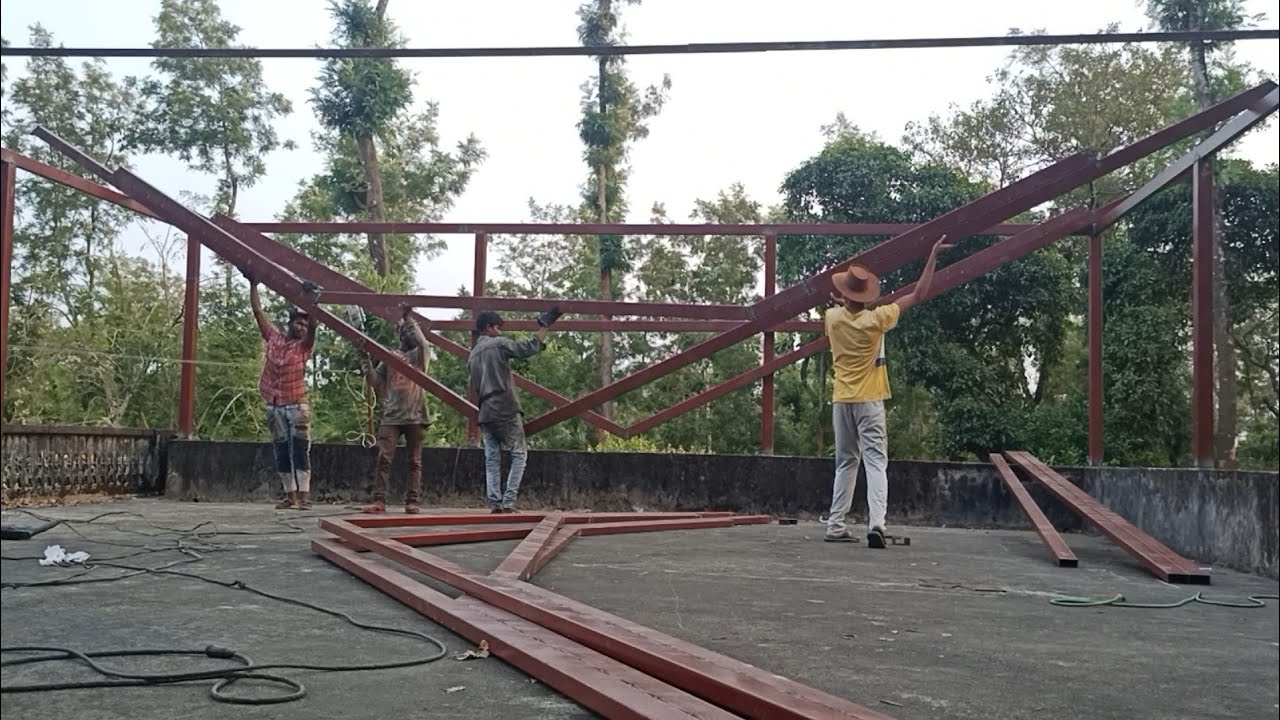 how to build metal roof (tile) work in Karnataka / sakleshpur