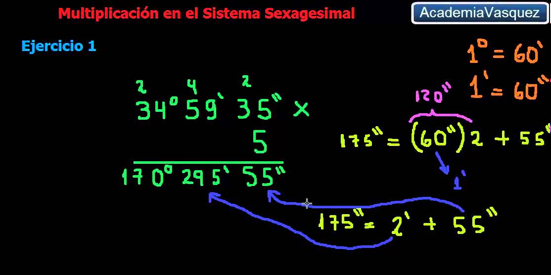 Multiplicación en el Sistema Sexagesimal, Ejercicio 1