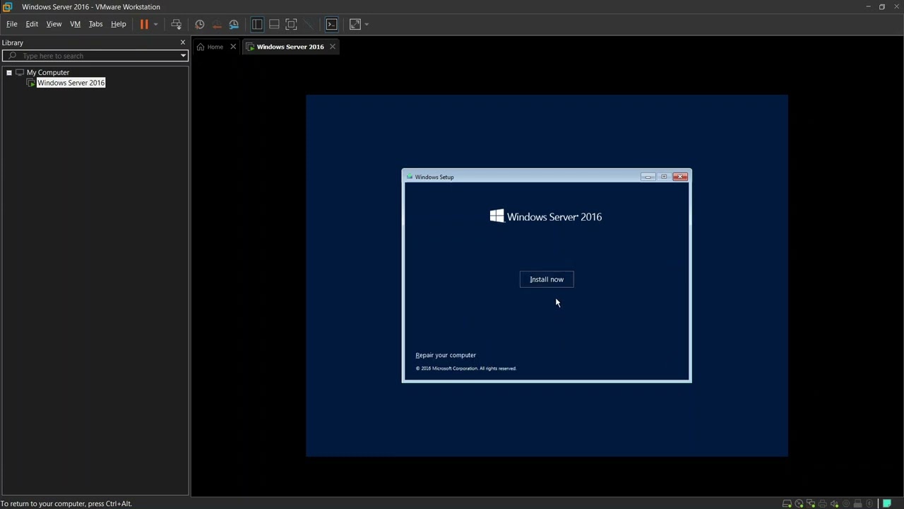 QTHTM - Hướng dẫn cài đặt hệ điều hành window server 2016 trên máy ảo VMWare