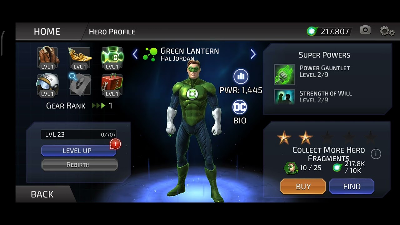 DC legends- Green lantern, Flatline, Sinestro and Green Arrow Level up (iOS, Android)