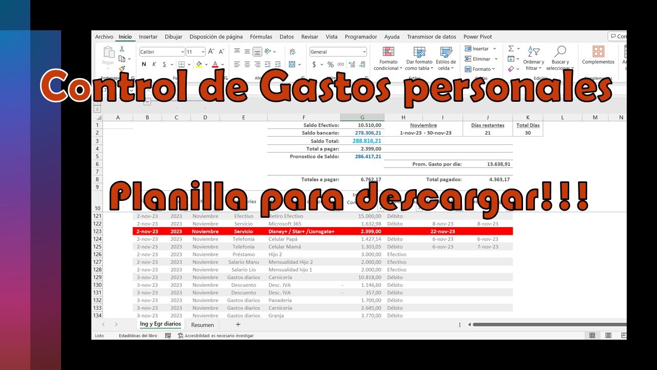 Increible planilla!!!! | Ingreso y egreso con compromisos mensuales | Excel Administrativo |