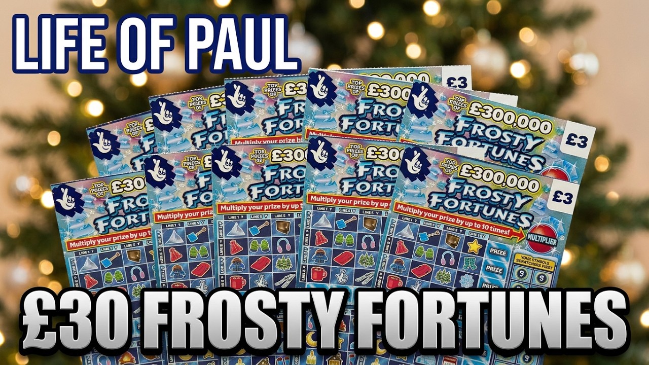 Christmas lottery scratch cards, &pound;30 of the &pound;3 Frosty Fortunes scratch tickets. 10 cards in total