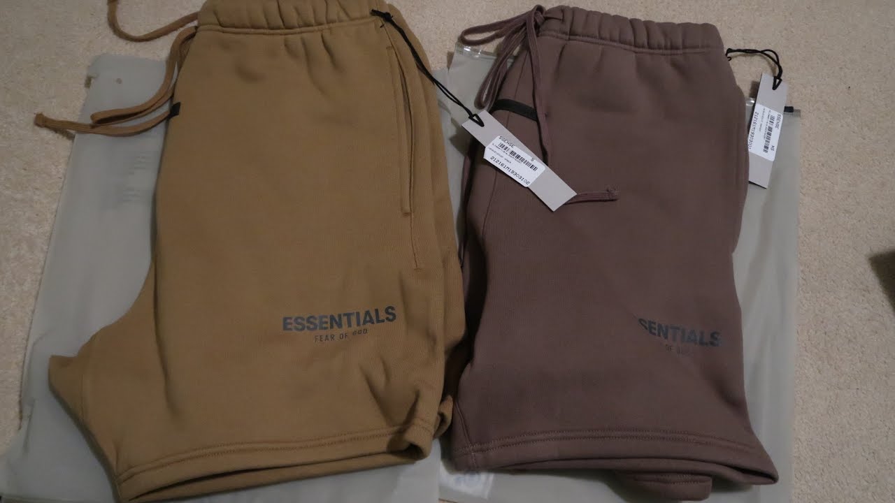 FEAR OF GOD ESSENTIALS FALL 2021 DROP TAUPE + GREEN FLEECE SHORTS PICKUP/UNBOXING