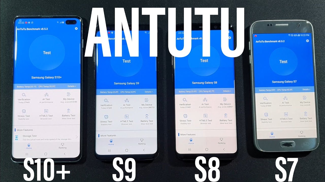 Samsung S10 Plus vs S9 vs S8 vs S7 Antutu Benchmark