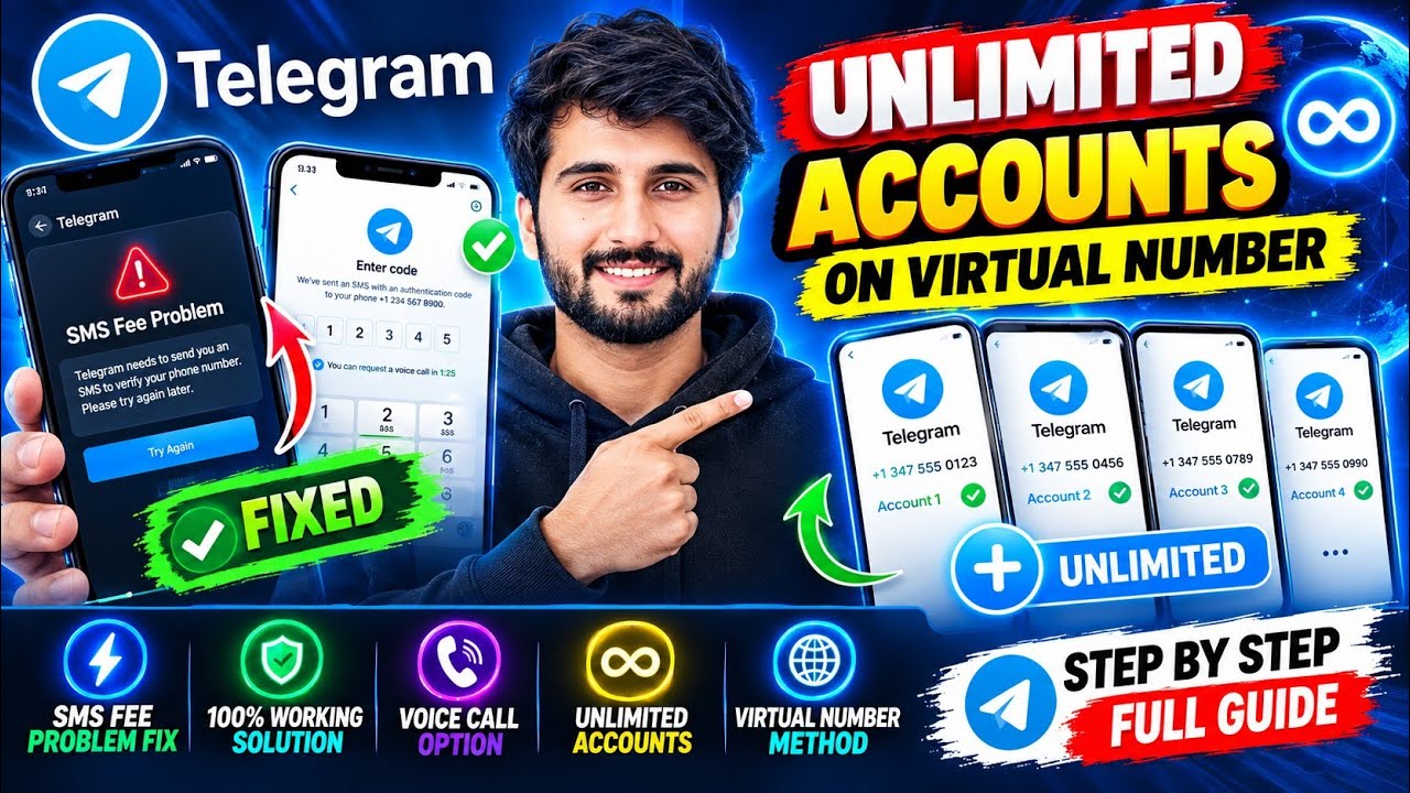 Telegram SMS Fee Problem Solved || USA Virtual Number For Telegram Account || Telegram Unlimited OTP