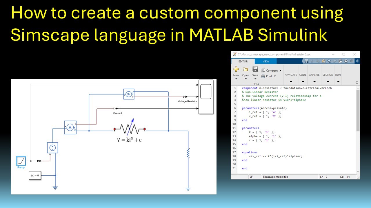 How to create a new component using Simscape language in MATLAB Simulink