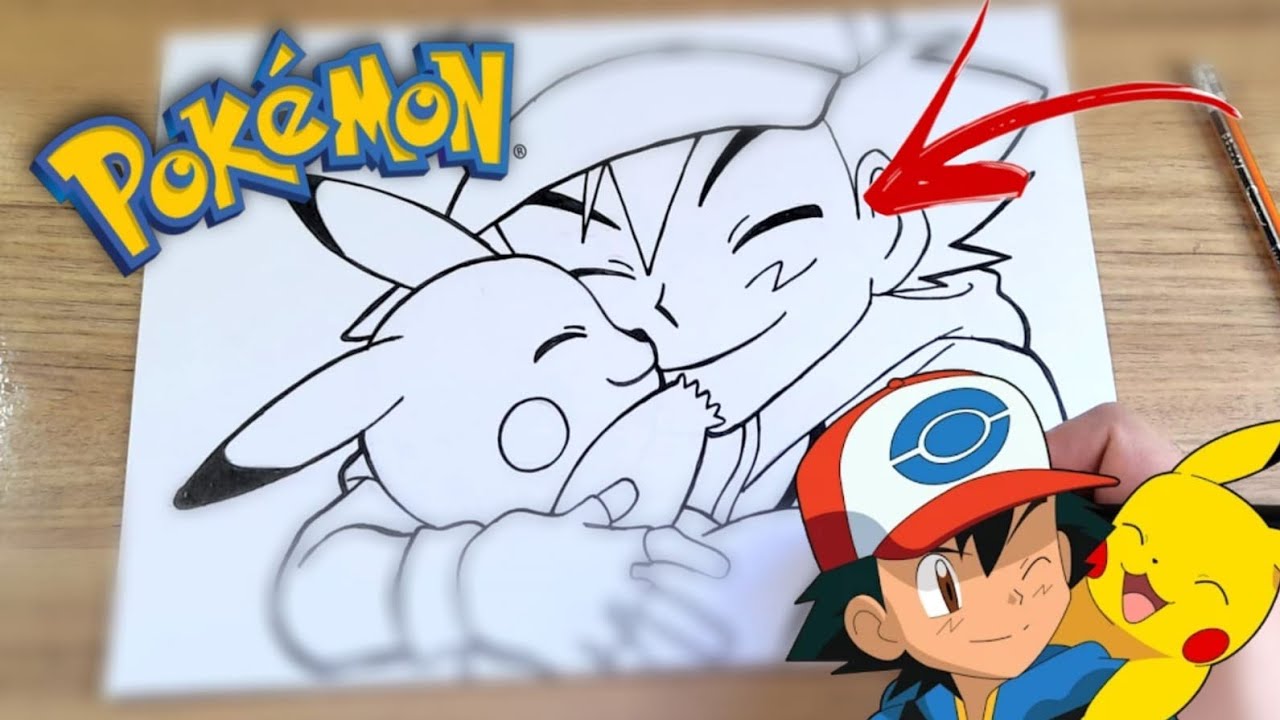 COMO DESENHAR ASH E PIKACHU DO POKEMON