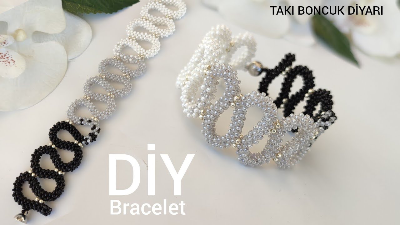 Kum boncuklu Dalgalı Bileklik yapımı/Tubular netted bracelet with only seed beads DIY.Wavy bracelet