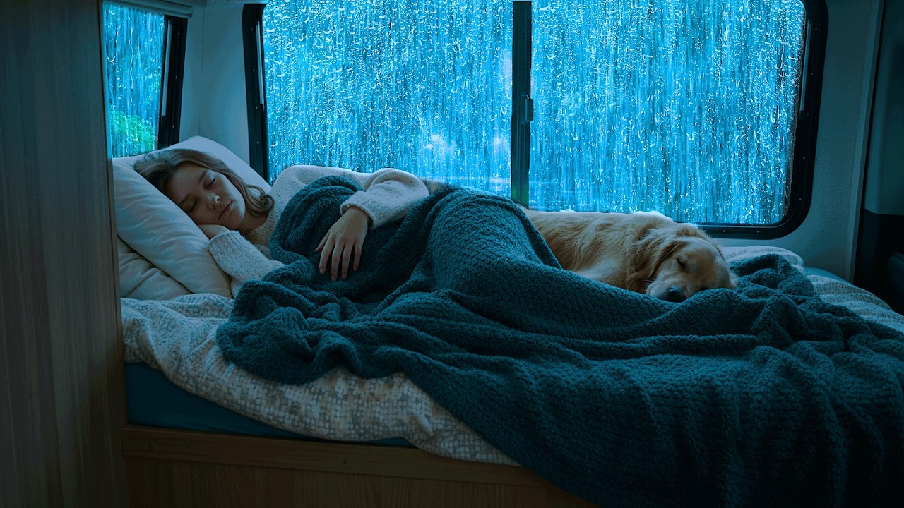 Rain Sounds for Sleeping ⚡ Fall Asleep Fast with Rain & Thunder on a Cozy Car at Night