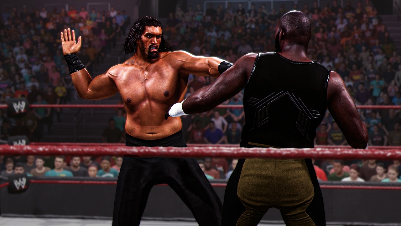 WWE 2K25 Омос против Великого Хали: матч один на один. Геймплей.