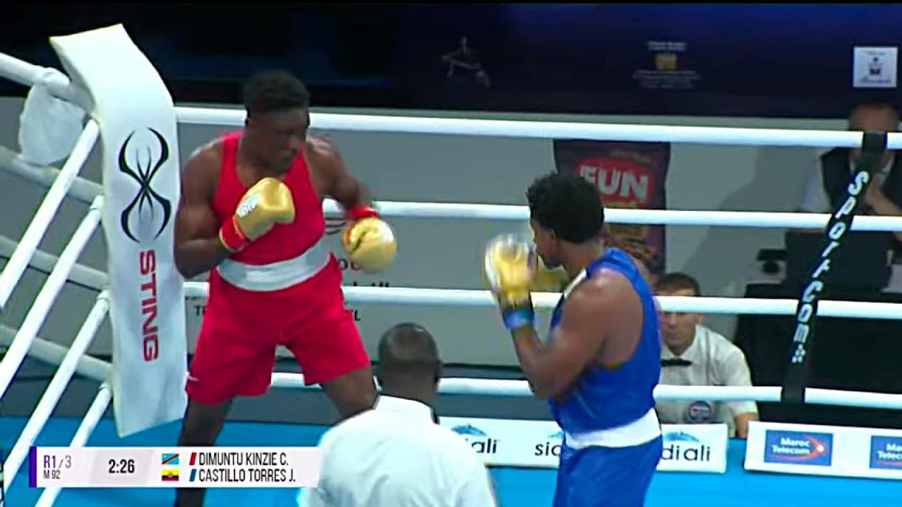 Boxe. Dimuntu Kinzie Chapiteau (RDC Rouge) vs Julio Cesar Castillo Torres (EQUATEUR bleu) 3 Fev 2023