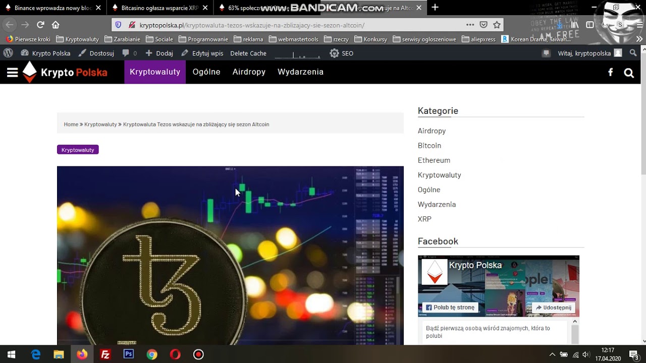 Najważniejsze informacje z rynku kryptowalut 17 04 2020 Wykres Tezos wskazuje na Altcoin Season
