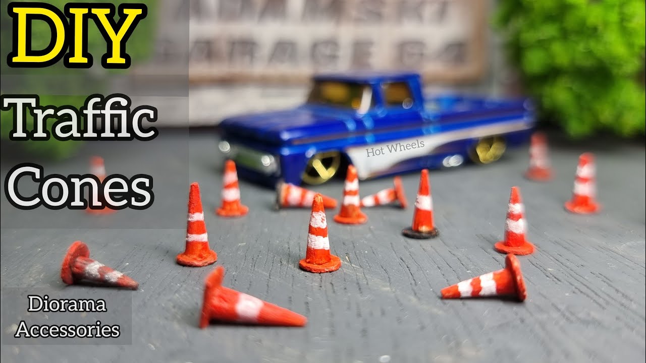 How To Make Traffic Cones for Hot Wheels Matchbox Diorama 1/64 DIY Accessories.