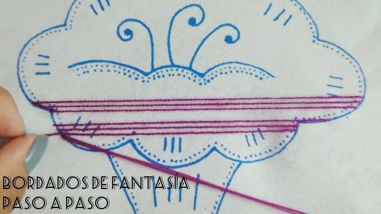 Bordado De Fantasía Paso a Paso Para Flores Grandes/ Puntada Para Flor de Campana o Manto. #bordado