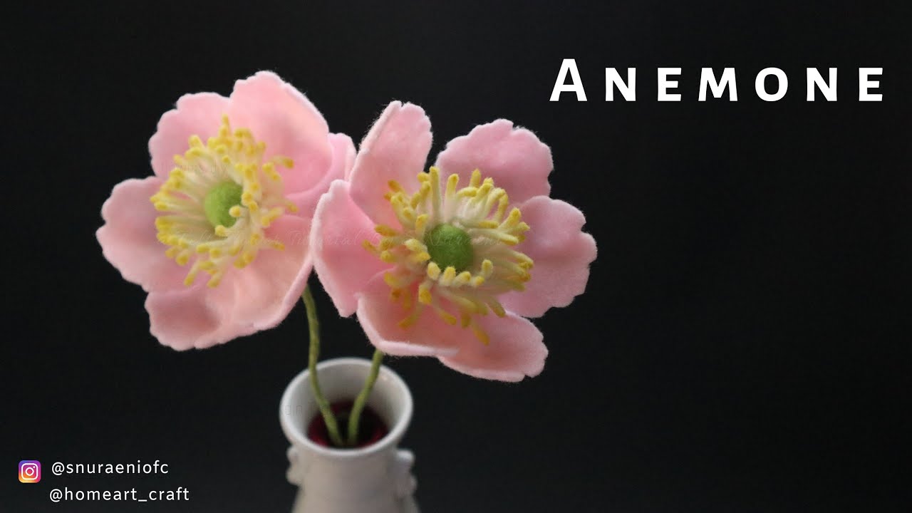 (2) Felt Flowers #DIY - How to Make Anemone Felt Flower - Tutorial Felt (English Sub)