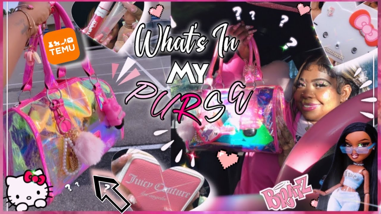 ♡ What’s In My Temu Purse 2023?|💅🏾GIRLY EDITION Juicy Couture, Hello Kitty, Pink Everything