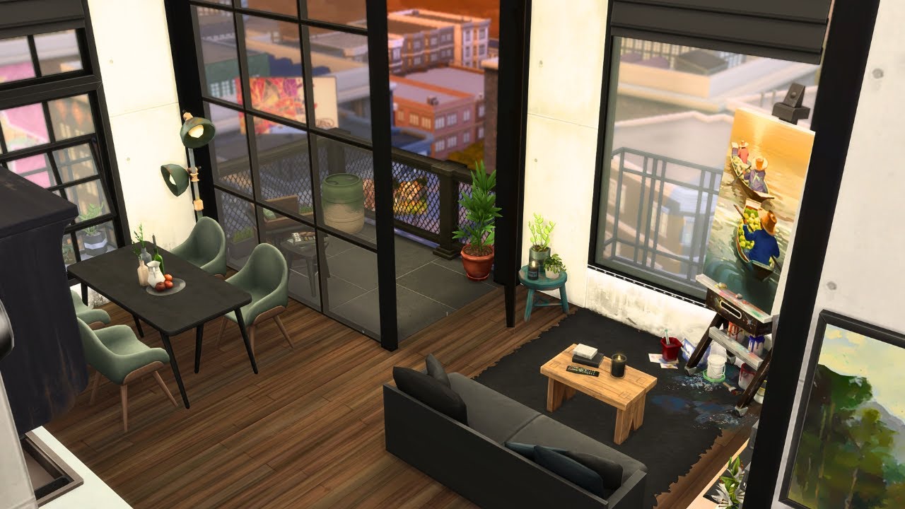 Artist Studio Apartment (910 Medina Studios)  🌆 Sims 4 Speed Build Stop Motion (NO CC)
