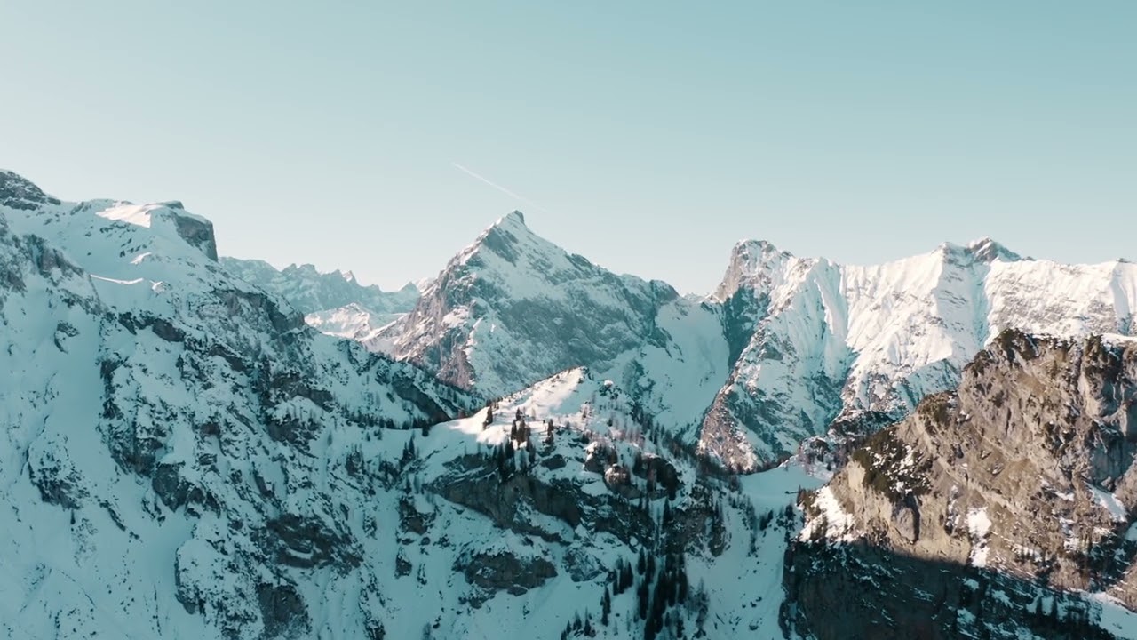 Beautiful Snow Mountains Drone Footage with relaxing music 4K Video.