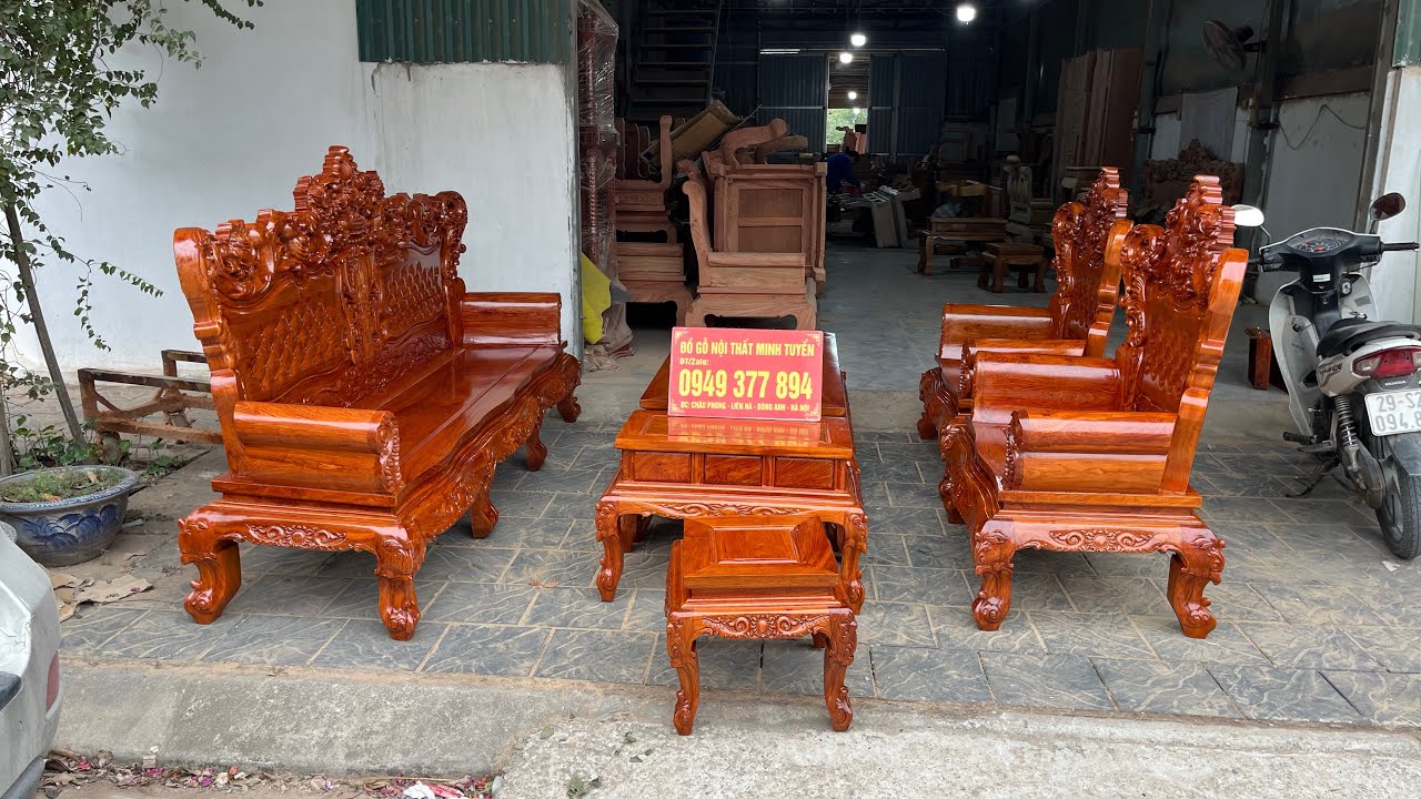 Bộ hoàng gia đục 2 mặt gỗ hương đá vách trám chỉ 40tr