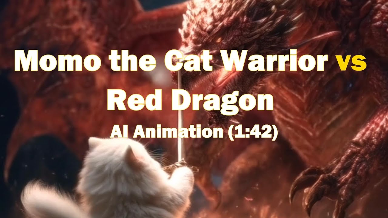 Momo the Cat Warrior vs Red Dragon | AI Animation (