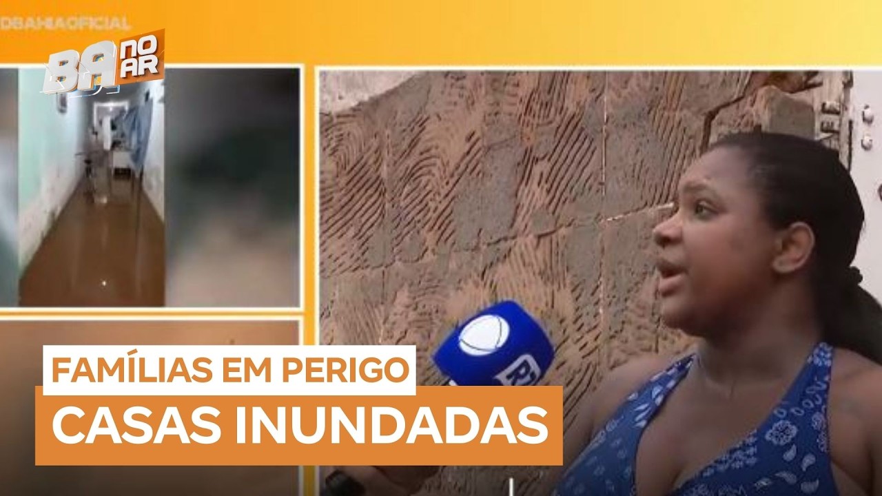 Enchente em Itapuã (BA) invade casas e submerge carros