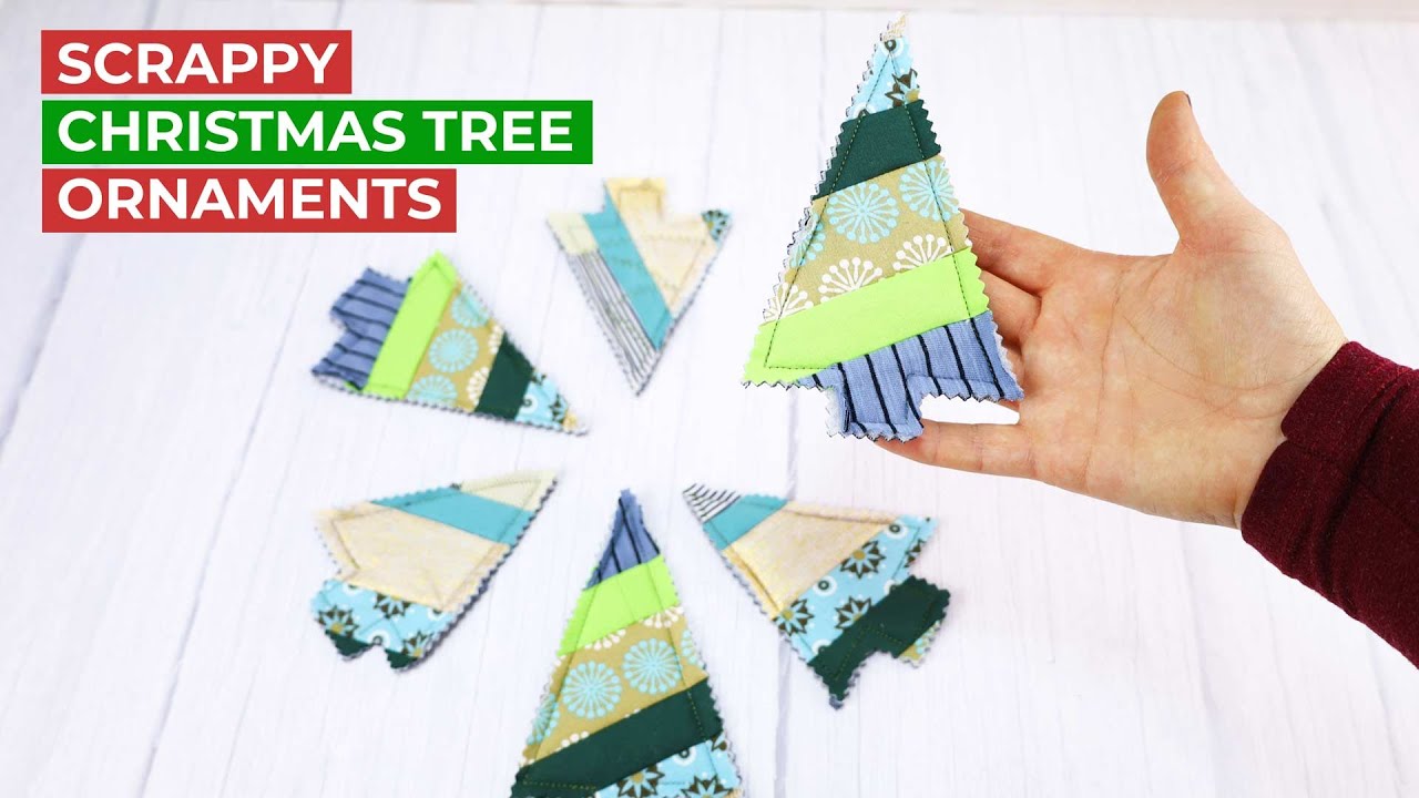 Scrappy Christmas Tree Ornaments // Mini Quilted Christmas Trees
