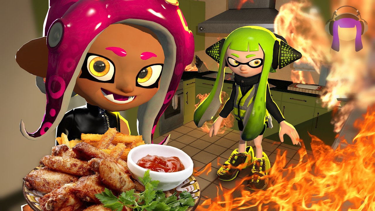 Анимационный ролик Splatoon: Агент 3 не умеет готовить.