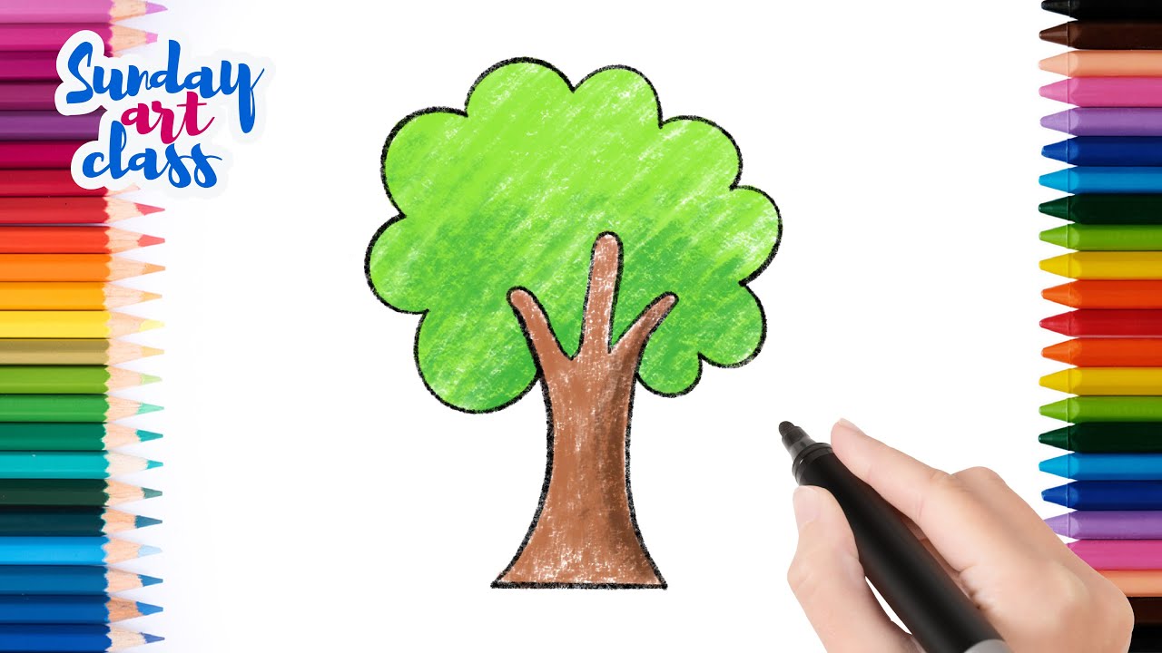 Simple Tree Drawing - Draw for Kids | Sunday Art Class (Tree Series)