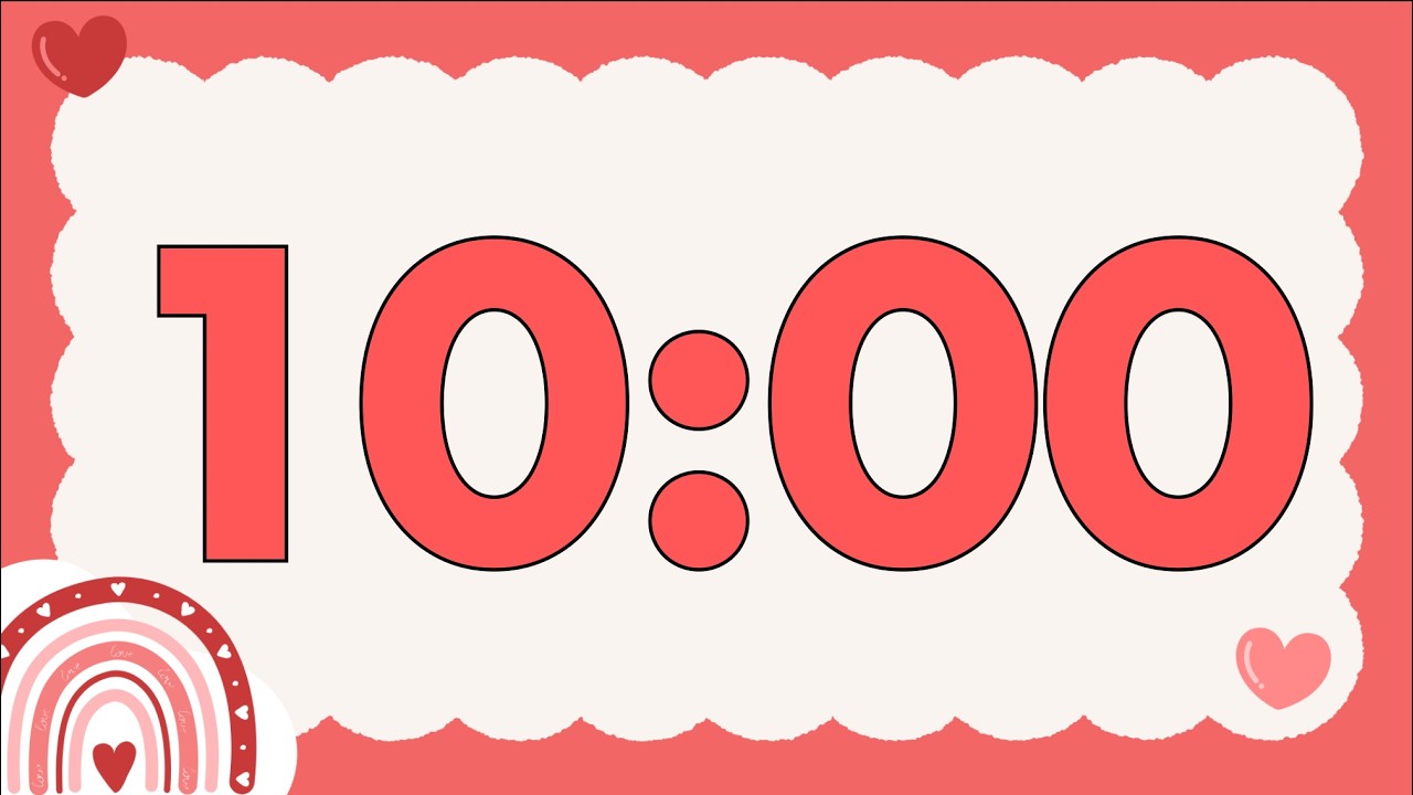 10 Minute Fun Valentine’s Day Rainbow Timer (Happy Chimes Alarm at End, No Music)