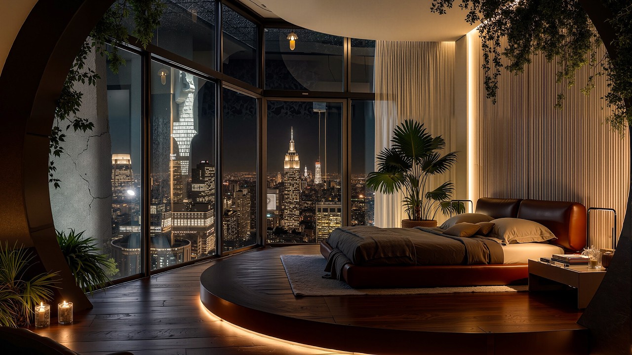 Smooth Jazz Melodies At A Luxury Villa For Relaxation - Gentle Jazz And The Peaceful City Night View