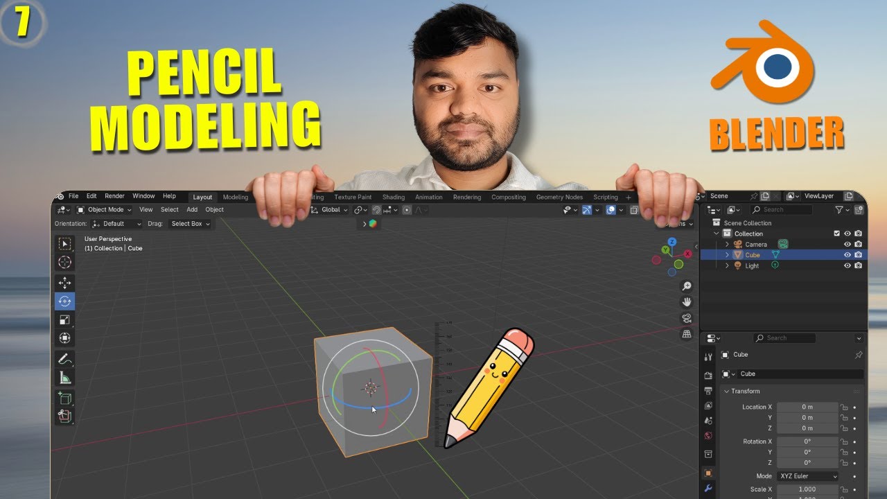 Modeling of Pencil in Blender | Beginner 3D Modeling Tutorial - 7th Video