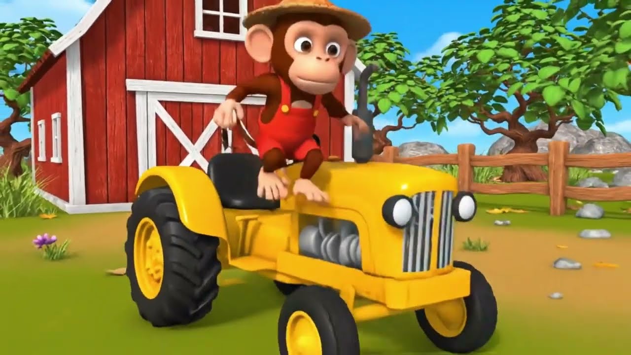 Monkey Farmer Fixes Tractor  Farm Work | Funny Monkey Kids l Funny Monkey Animals Funny Videos