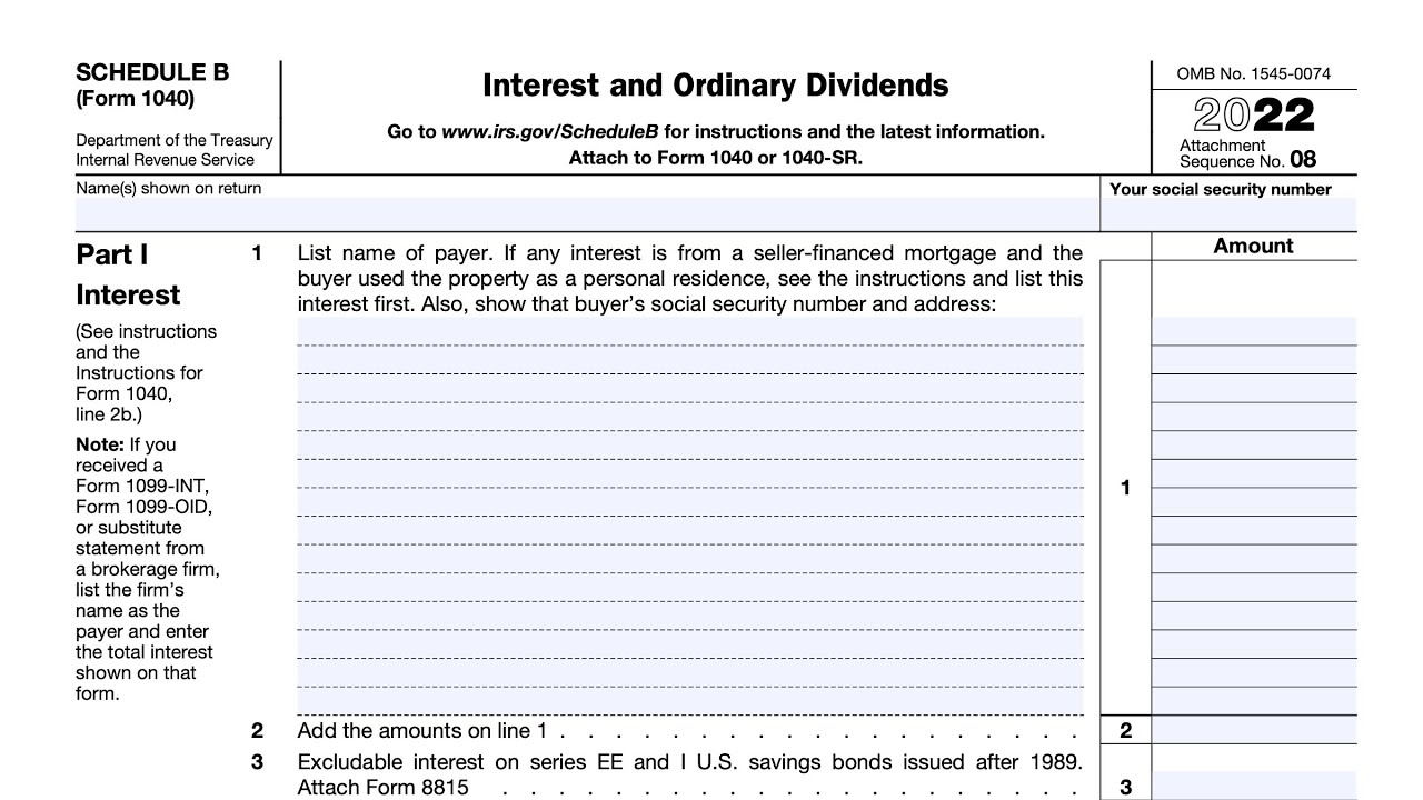 IRS Schedule B Walkthrough (Interest and Ordinary Dividends)