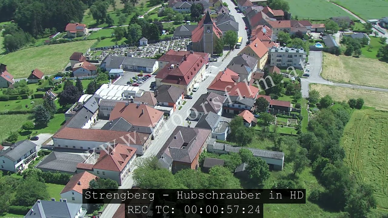 Flugaufnahmen Hubschrauber -  Strengberg - in HD mit Timecode im Bild