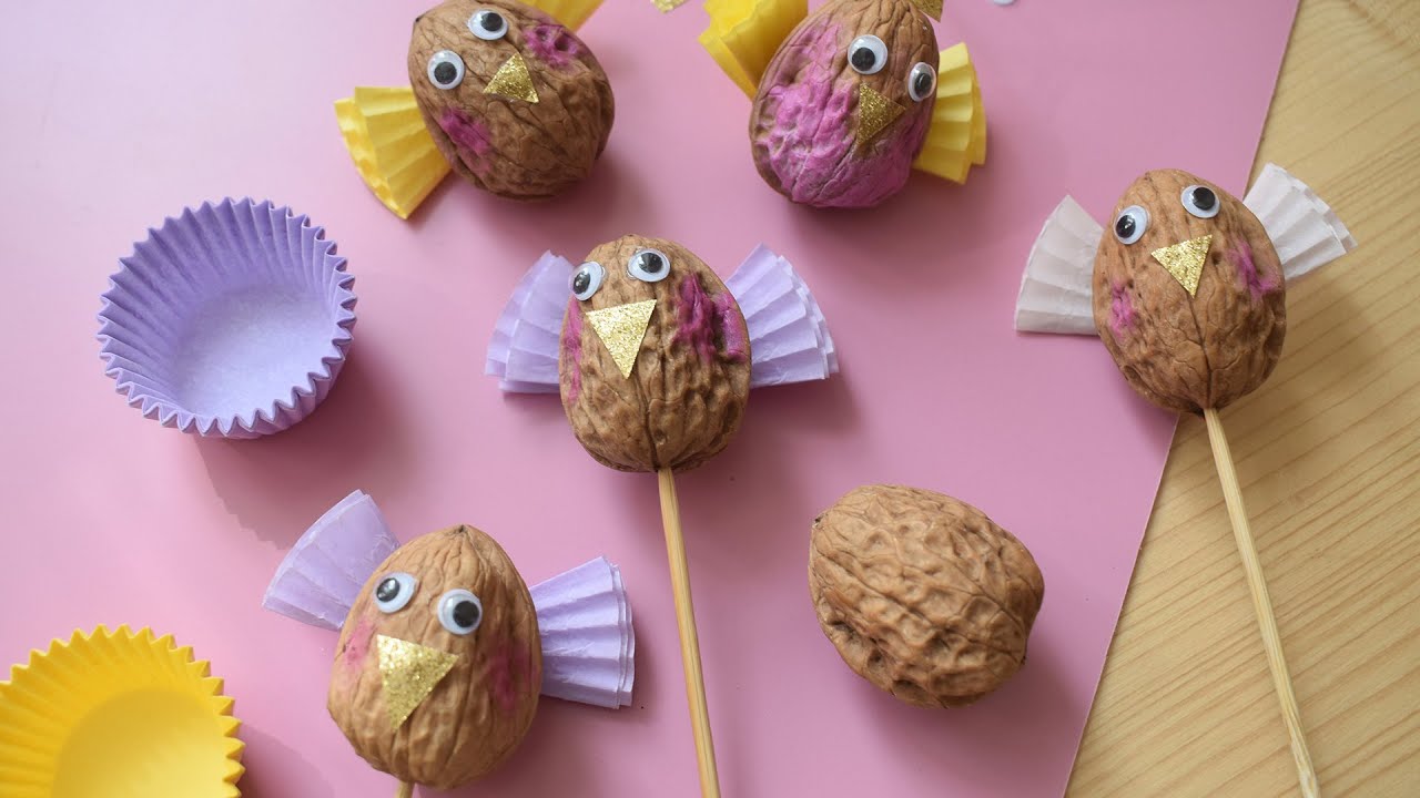DIY Walnuss-Vögel – als süße Tortentopper & Anhänger