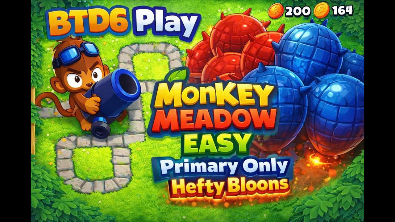 BTD6 Play | MonKey Meadow | Easy | Primary Only| Hefty Bloons