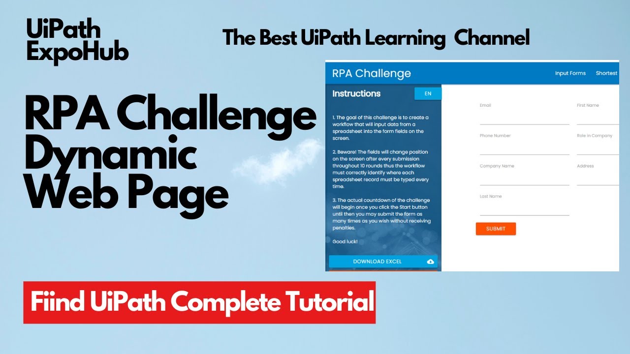 UiPath RPA Challenge Solution - Enter Data into a Dynamic Web page