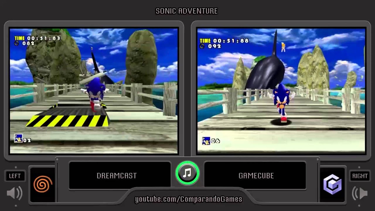 Sonic Adventure (Dreamcast vs Gamecube) Side by Side Comparison