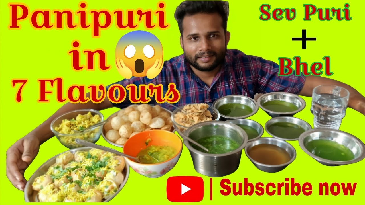 7 Flavours of Pani Puri with Bhel & Sev Puri Eating |Ultimate Street Food Experience 😍🌶️ | Golgappe🤤