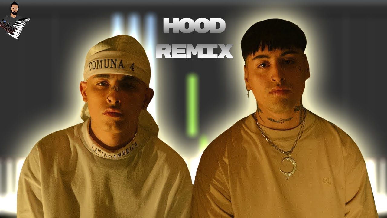 Trueno, Tiago PZK - HOOD (remix) | Instrumental Piano Tutorial / Partitura / Karaoke / MIDI