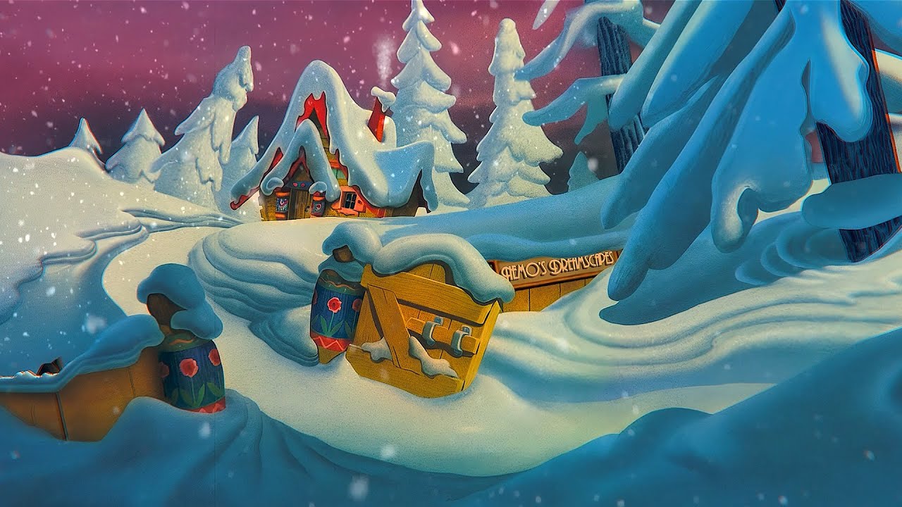 A Cozy Morning in a Snowy Winter Wonderland with 1950s Vintage Oldies playing in another room