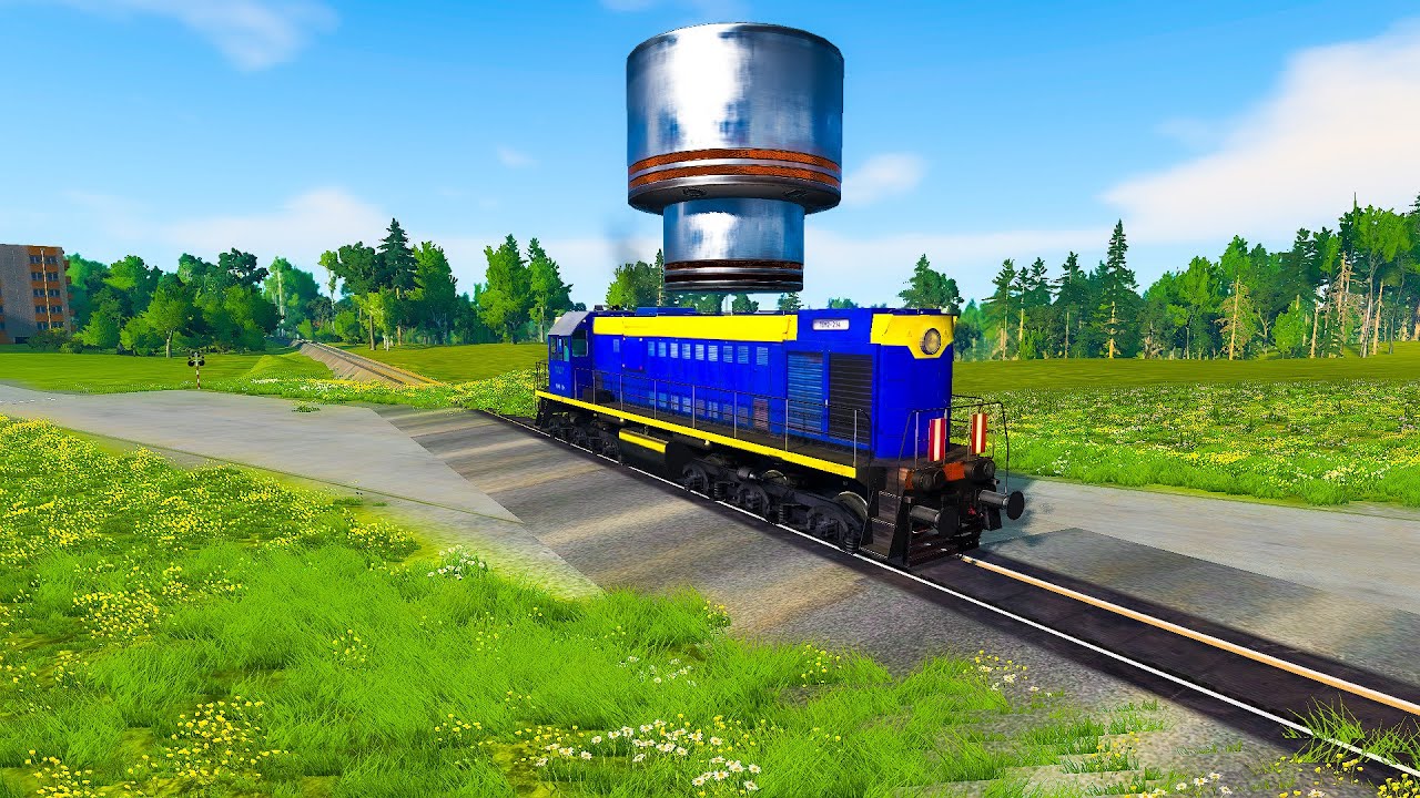 Hydraulic Press vs Trains – BeamNG Drive