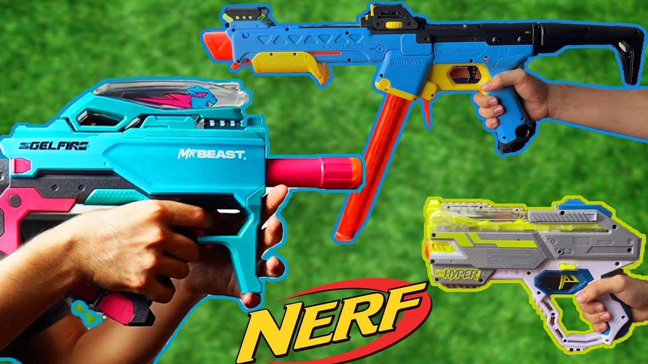 Nerf Gel Fire x MrBeast , Pathfinder y Hyper Rush-40 vs. Johnny Cage y sus amigos!