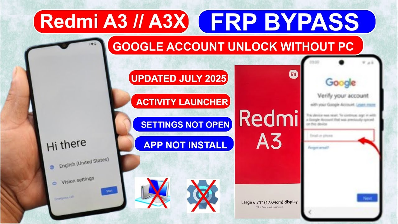 Redmi A3/A3X FRP Bypass Google Account Removed New Method🔥| Updated Activity Launcher Tested💯  2025