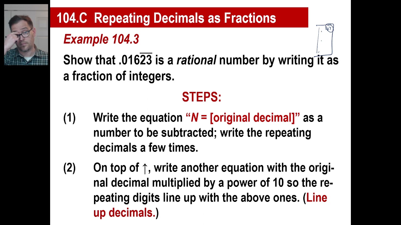 Saxon Math - Algebra 2: 3rd Edition (Lesson 104 - Complex Numbers, Real Numbers, Repeating Decimals)