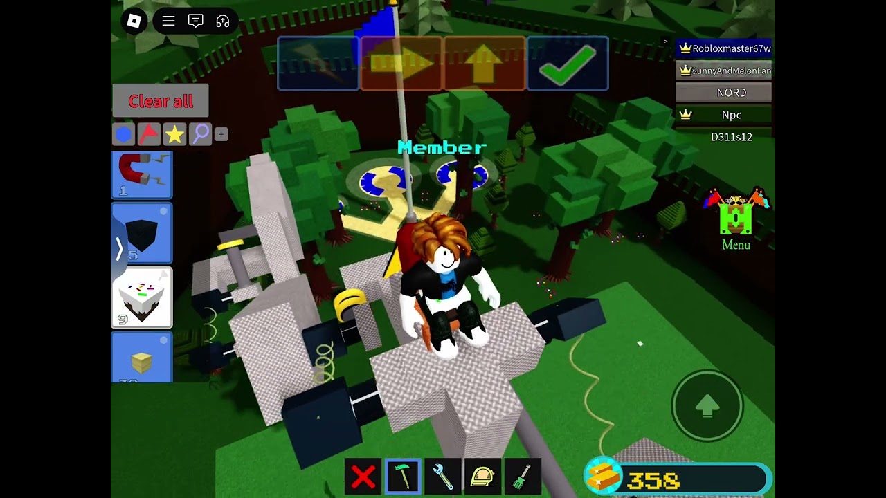 Running mech legs build a boat for treasure
