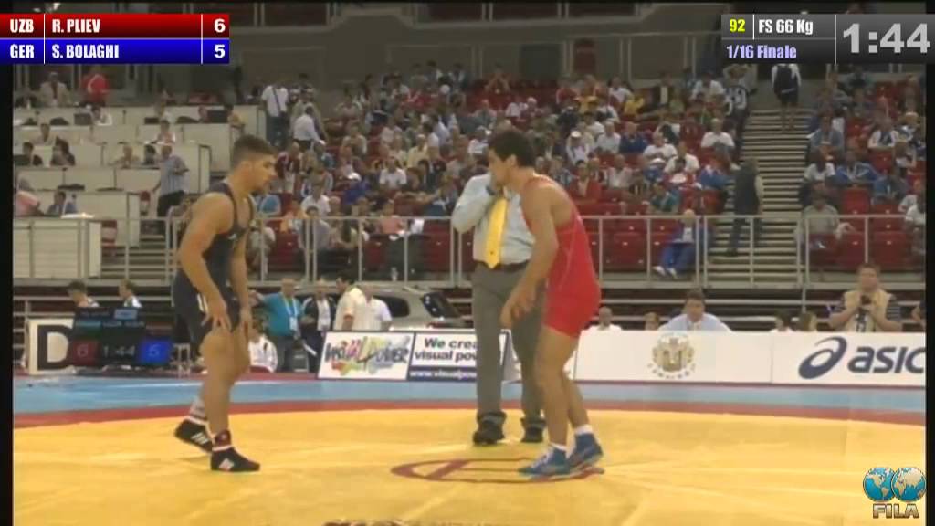 2013 WOCS 66kg Freestyle 1/16 Final - PLIEV, Ruslan (UZB) - Saba Bolaghi (GER)