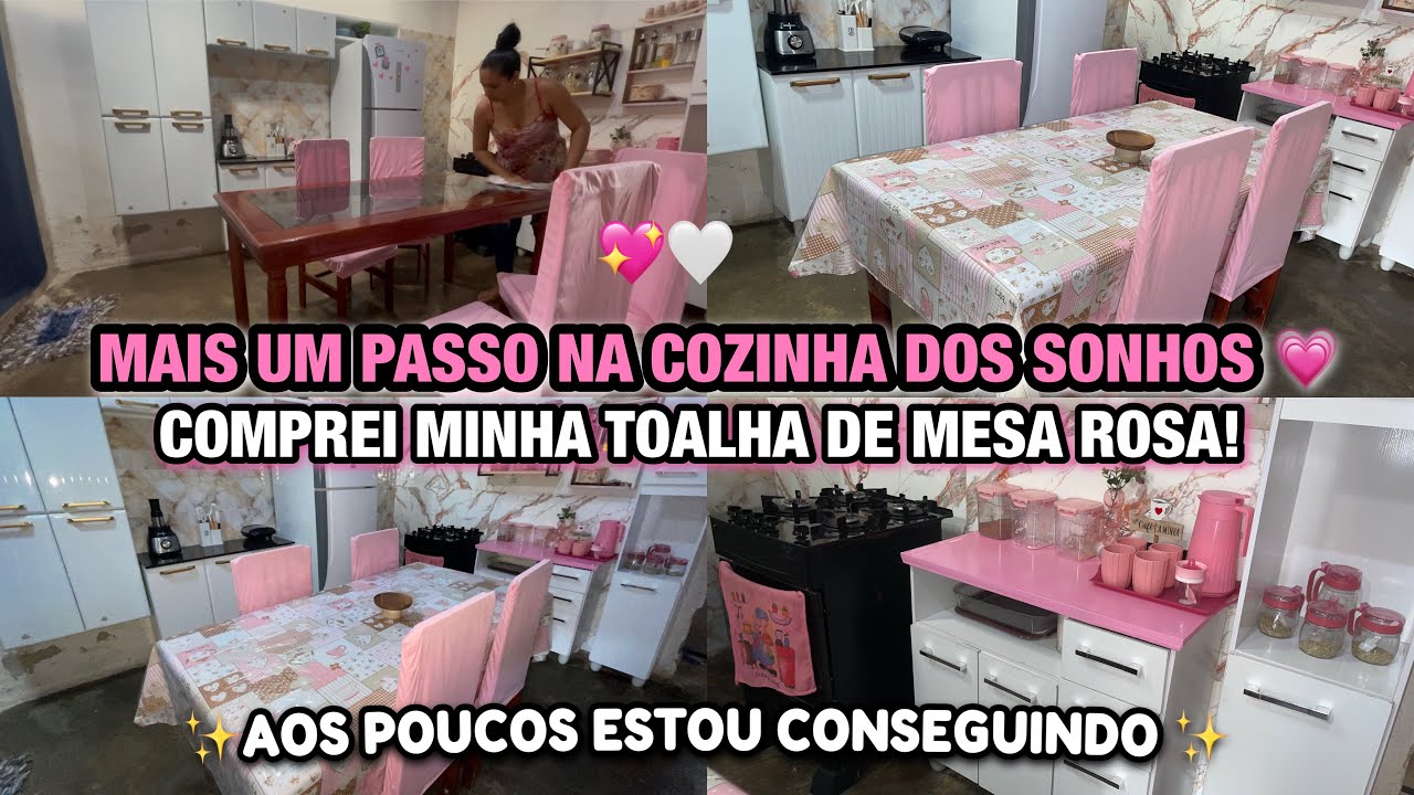 TÔ MONTANDO MINHA COZINHA ROSA E BRANCO DO ZERO 💕 COMPREI MINHA TOALHA ROSA! MAIS UM PASSO 💖🤍