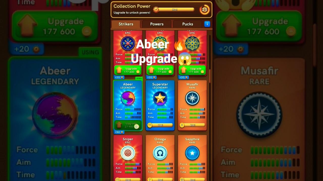 carrom pool💥New Abeer🔥 striker😱 upgrade🤩|| #carrom #carrompool #viral #trending #shorts #ytshorts