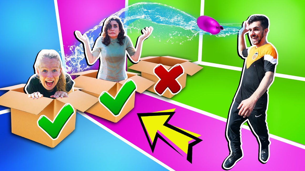 TRIFF NICHT DIE FALSCHE BOX CHALLENGE! Eskalation... Claudio wird mit Wasserballons abgeworfen...